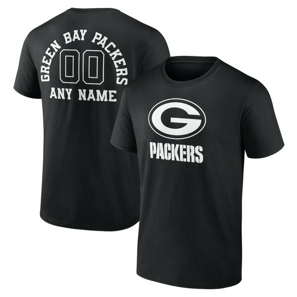 ファナティクス メンズ Tシャツ トップス Green Bay Packers Personalized Name & Number Monochrome TShirt Black