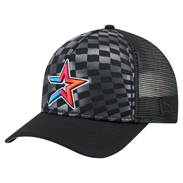 ニューエラ メンズ 帽子 アクセサリー Houston Astros New Era Gradient 9FORTY AFrame MCrown Trucker Adjustable Hat Black