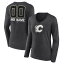 եʥƥ ǥ T ȥåץ Calgary Flames Fanatics Branded Women's Monochrome Personalized Name &Number Long Sleeve VNeck TShirt Charcoal