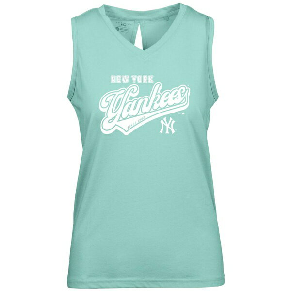 レベルウェア レディース Tシャツ トップス New York Yankees Levelwear Women's Paisley Sweep VNeck Tank Top Mint