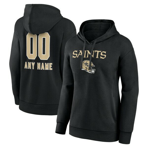 եʥƥ ǥ ѡåȥ  New Orleans Saints Fanatics Branded Women's Personalized Name & Number Team Wordmark Pullover Hoodie Black