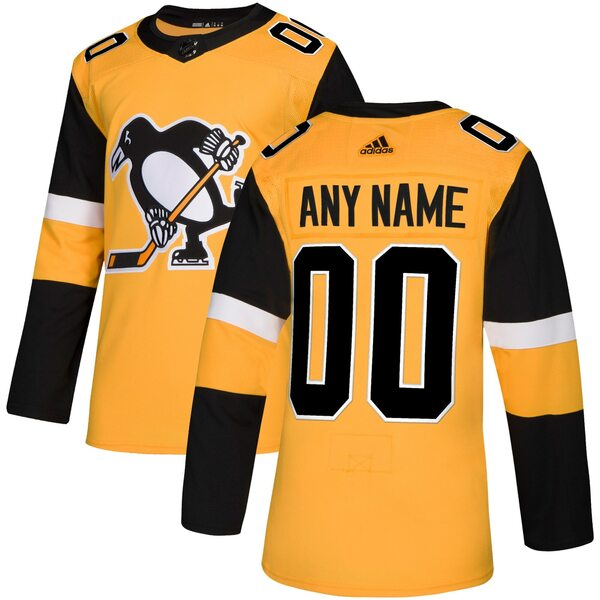 楽天astyアディダス メンズ ユニフォーム トップス Pittsburgh Penguins adidas Alternate Authentic Custom Jersey Gold