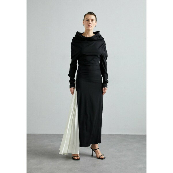  ⡼ ǥ ԡ ȥåץ ASYMMETRIC DRESS WITH PLEATED SIDE PANEL - Maxi dress - black/ivory