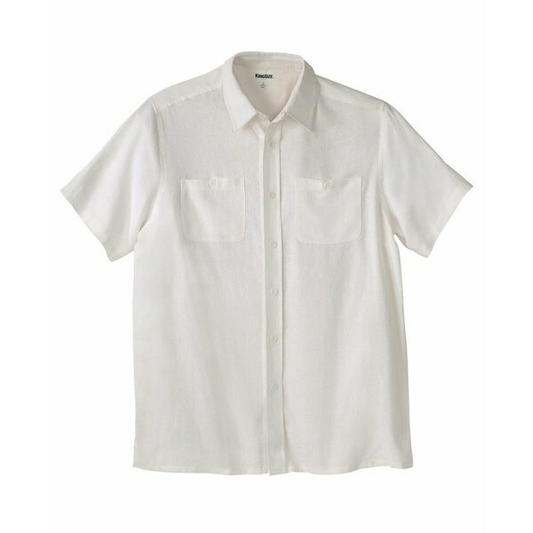 キングサイズ メンズ シャツ トップス Big & Tall Short-Sleeve Linen Shirt White