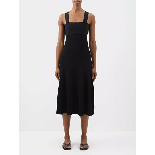 アナザー トゥモロー レディース ワンピース トップス Empire-waist flared jersey midi dress Black