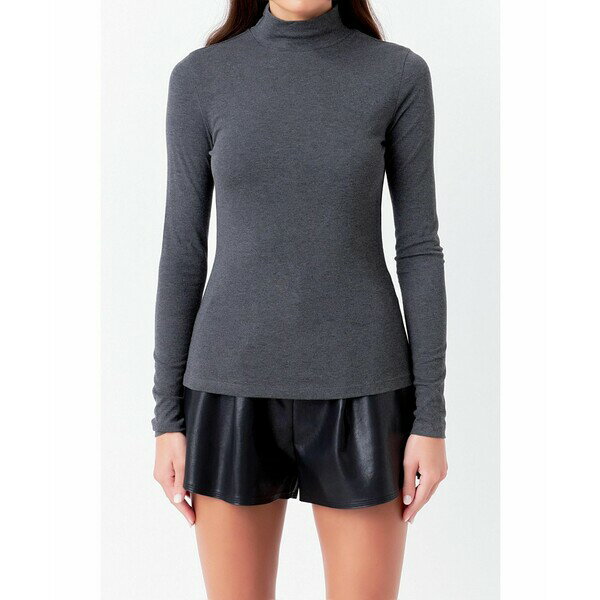 エンドレスローズ レディース カットソー トップス Women's Mock Neck Top Charcoal