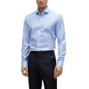 ヒューゴボス メンズ シャツ トップス Men's Stretch-Cotton Twill Regular-Fit Dress Shirt Light Past/blue