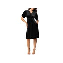 キヨナ レディース ワンピース トップス Women's Angelic Velvet Midi Cocktail Dress with Pockets Onyx
