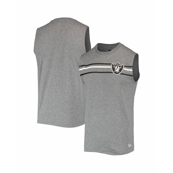 ニューエラ メンズ シャツ トップス Men's Heathered Gray Las Vegas Raiders Brushed Sleeveless Tank Top Heathered Gray