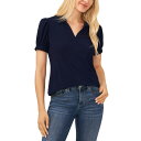 セセ レディース カットソー トップス Women's Collared Split Neck Short Sleeve Knit Top Navy J