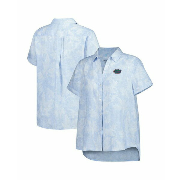 トッミーバハマ レディース カットソー トップス Women's Light Blue Florida Gators Legacy Leaves Camp Button-Up Shirt Light Blue