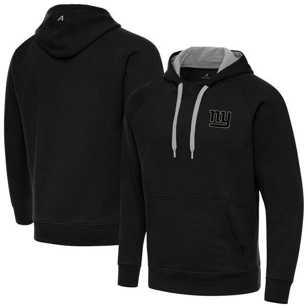 アンティグア メンズ パーカー・スウェットシャツ アウター New York Giants Antigua Brushed Carbon Victory Pullover Hoodie Black