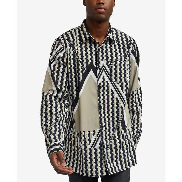 リーズン メンズ シャツ トップス Men's Geo Print Long Sleeves Woven Shirt Multi