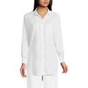 ランズエンド レディース カットソー トップス Women's Linen Roll Sleeve Over d Relaxed Tunic Top White(4)