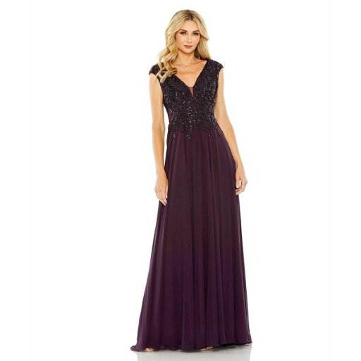 マックダガル レディース ワンピース トップス Embellished-Top Gown Aubergine マックダガル レディース ワンピース トップス Embellished-Top Gown Aubergine