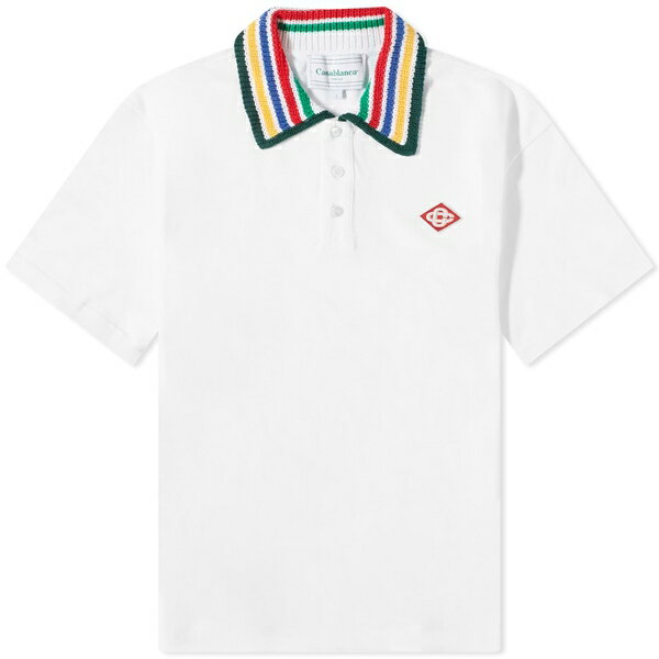 JTuJ Y |Vc gbvX Casablanca Knit Collar Classic Polo White