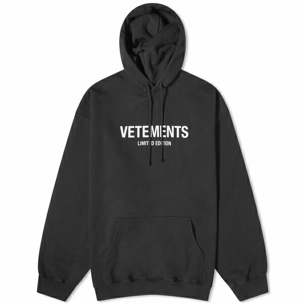 ȥ  ѡåȥ  VETEMENTS Limited Edition Logo Hoodie Black