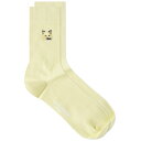 ]Lcl Y C A_[EFA Maison Kitsune Tonal Fox Head Patch Socks Yellow