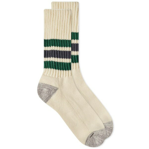 ロトト メンズ 靴下 アンダーウェア RoToTo Coarse Ribbed Old School Crew Socks Green