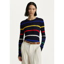 ラルフローレン レディース ニット&セーター アウター STRIPED CABLE KNIT COTTON SWEATER - Jumper - navy/mu...