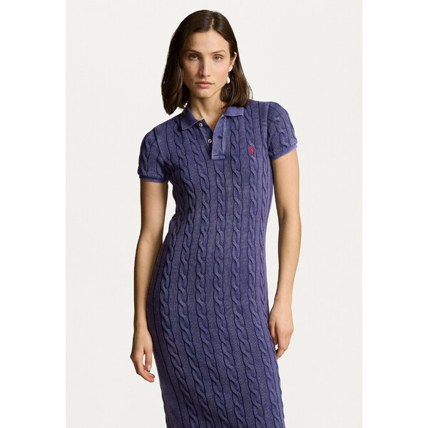 ラルフローレン レディース ワンピース トップス CABLE KNIT COTTON POLO MIDI DRESS - Jumper dress - newport navy