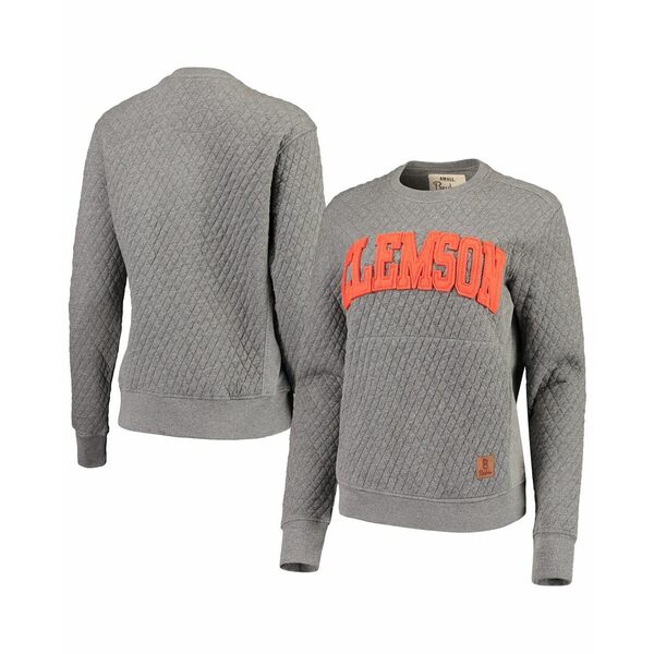 プレスボックス レディース パーカー・スウェットシャツ アウター Women's Heathered Gray Clemson Tigers Moose Applique Quilted Crewneck Sweatshirt Heathered Gray