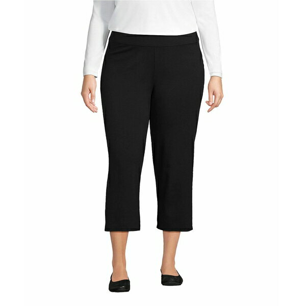 󥺥 ǥ 奢ѥ ܥȥॹ Women's Plus Size Starfish Mid Rise Pull On Crop Pants Black