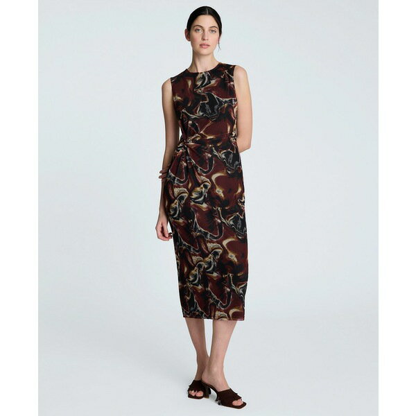 ケネスコール レディース ワンピース トップス Women's Printed Side-Twist Sleeveless Midi Dress Bur..