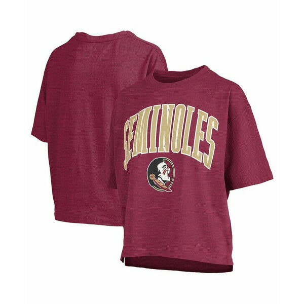 プレスボックス レディース カットソー トップス Women'sGarnet Florida State Seminoles Nelson Arch Over Logo Waist Length Oversized Slub T-Shirt Garnet(4)