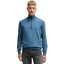 ヒューゴボス メンズ ニット&セーター アウター Men's Logo-Patch Zip-Neck Sweater Open Blue|詳細画像