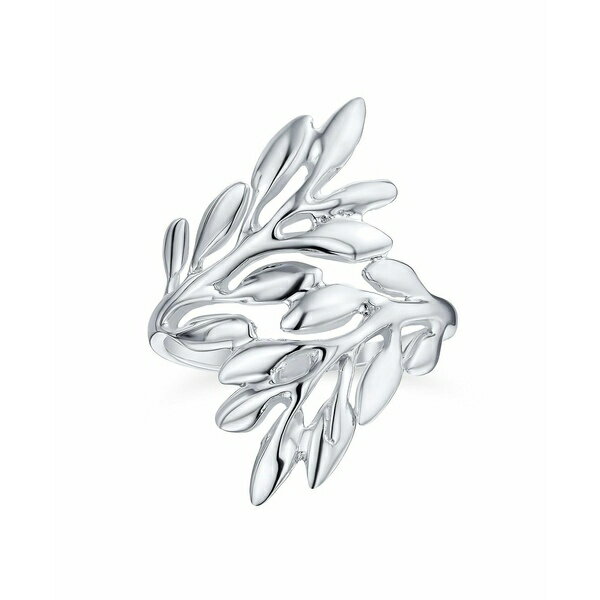 ブリング レディース リング アクセサリー Nature-Inspired Ivy Laurel Vine Leaf Bypass Sterling Silver Ring Silver