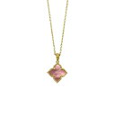 アドニア レディース ネックレス・チョーカー・ペンダントトップ アクセサリー Flower Mother of Pearl Necklace Yellow Gold-Tone, Pink(4)