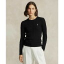 ラルフローレン レディース ニット&セーター アウター Women's Cable-Knit Cotton Crewneck Sweater Polo Black/White