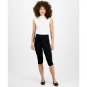 バースリー レディース カジュアルパンツ ボトムス Petite Side-Studded Ponte Capri Pants, Exclusively at Macy's Deep Black
