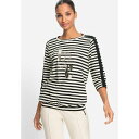 オルセン レディース パーカー・スウェットシャツ アウター Stripe and Foil Print Jersey Top Black