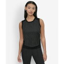 ダナ キャラン ニューヨーク レディース カットソー トップス Petite Mixed Media Sleeveless Knit Top Black/ Ivory Pinstripe(4)