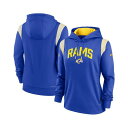 ナイキ レディース カットソー トップス Women's Royal Los Angeles Rams Sideline Stack Performance Pullover Hoodie Royal