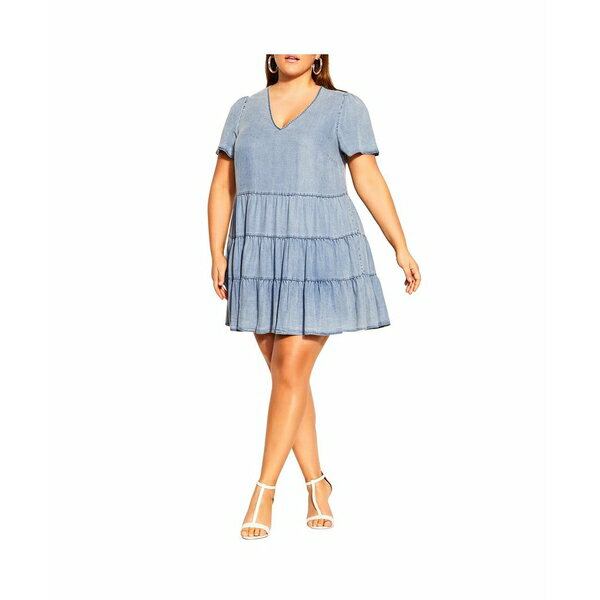 シティーシック レディース ワンピース トップス Women's Denim Tier Dress Light denim