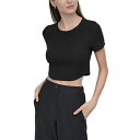 ダナ キャラン ニューヨーク レディース カットソー トップス Women's Ribbed Crop Top Black(4)