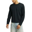 コットンオン メンズ シャツ トップス Men's Cropped Fit Long Sleeve T-Shirt Black(4)