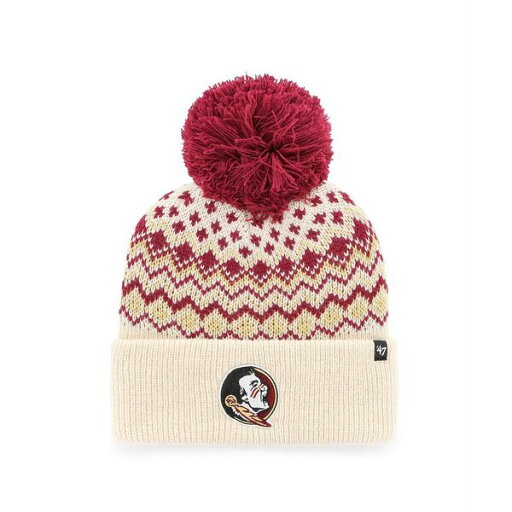 47ブランド レディース 帽子 アクセサリー Women's Cream Florida State Seminoles Elsa Cuffed Knit Hat with Pom Cream 47ブランド レディース 帽子 アクセサリー Women's Cream Florida State Seminoles Elsa Cuffed Knit Hat with Pom Cream