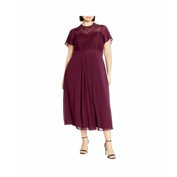 シティーシック レディース ワンピース トップス Plus Size Lace Niki Dress Plum