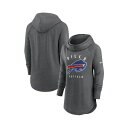 ナイキ レディース カットソー トップス Women's Heather Charcoal Buffalo Bills Raglan Funnel Neck Pullover Hoodie Heather Charcoal
