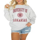 ゲームデイ レディース カットソー トップス Women's Steel Arkansas Razorbacks Good Vibes Premium Fleece Drop Shoulder Pullover Sweatshirt Steel