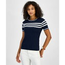 トミー ヒルフィガー レディース ニット&セーター アウター Women's Striped Cable-Knit Cotton Sweater Sky Cap...