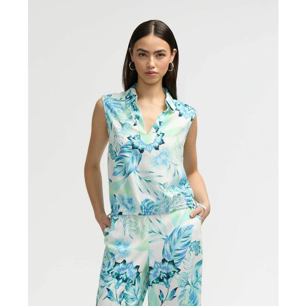 エヌブイエルティー レディース カットソー トップス Women s Sleeveless Top with Side Drawcords Tropical blue