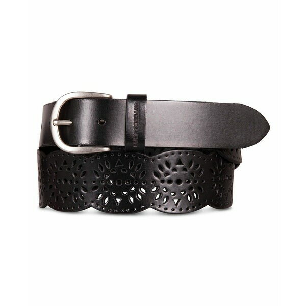 ラッキーブランド レディース ベルト アクセサリー Women's Perforated Scalloped Edge Leather Belt Black