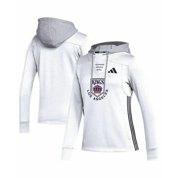 アディダス レディース カットソー トップス Women's White Los Angeles Kings Refresh Skate Lace AER..