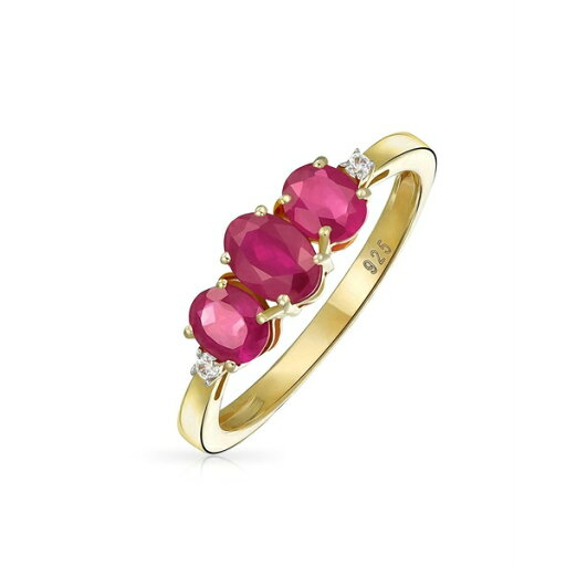 ブリング レディース リング アクセサリー Past Present Future 3 Stone Oval Synthetic Red Ruby Ring for Women Yellow 14K Gold Plated .925 Sterling Silver Red ruby ブリング レディース リング アクセサリー Past Present Future 3 Stone Oval Synthetic Red Ruby Ring for Women Yellow 14K Gold Plated .925 Sterling Silver Red ruby