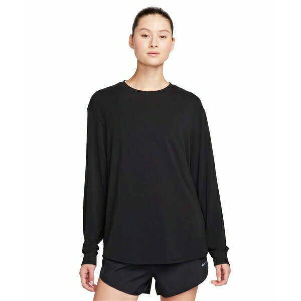 ナイキ レディース カットソー トップス Women's One Relaxed Dri-FIT Long-Sleeve Crewneck Top Black/black